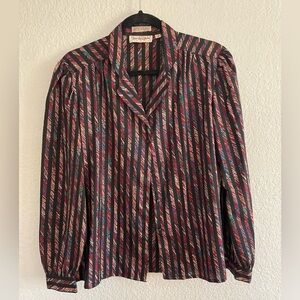 Diane Von Furstenberg Black and Red Striped Blouse